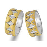 Alliance murale murmurante en or blanc et jaune avec diamants
