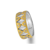 Alliance murale murmurante en or blanc et jaune avec diamants
