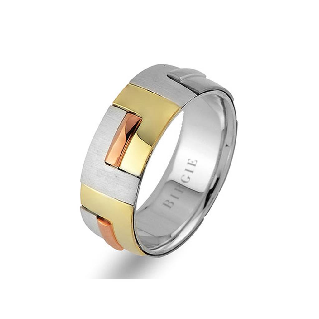 Rose Gold and White Gold Modern Wedding Band