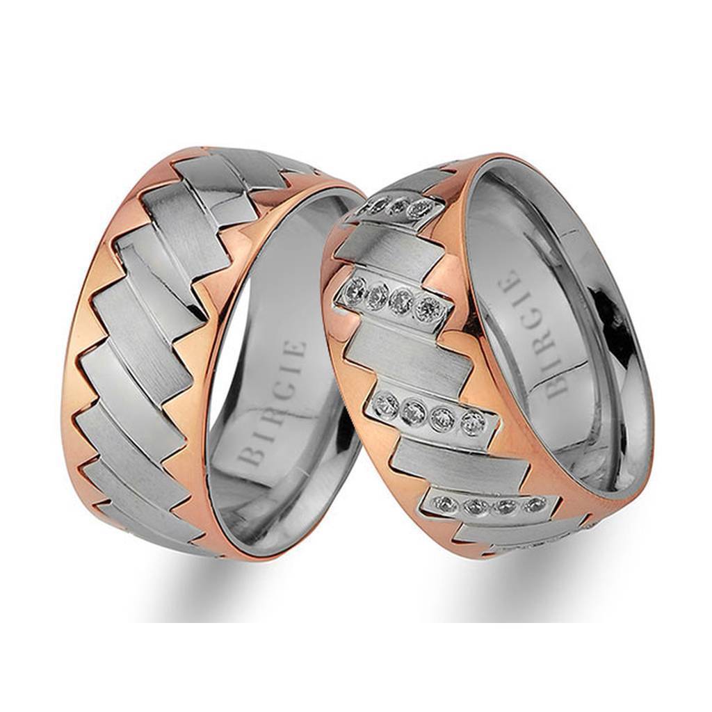 Alliance Sky en or blanc et rose avec diamants
