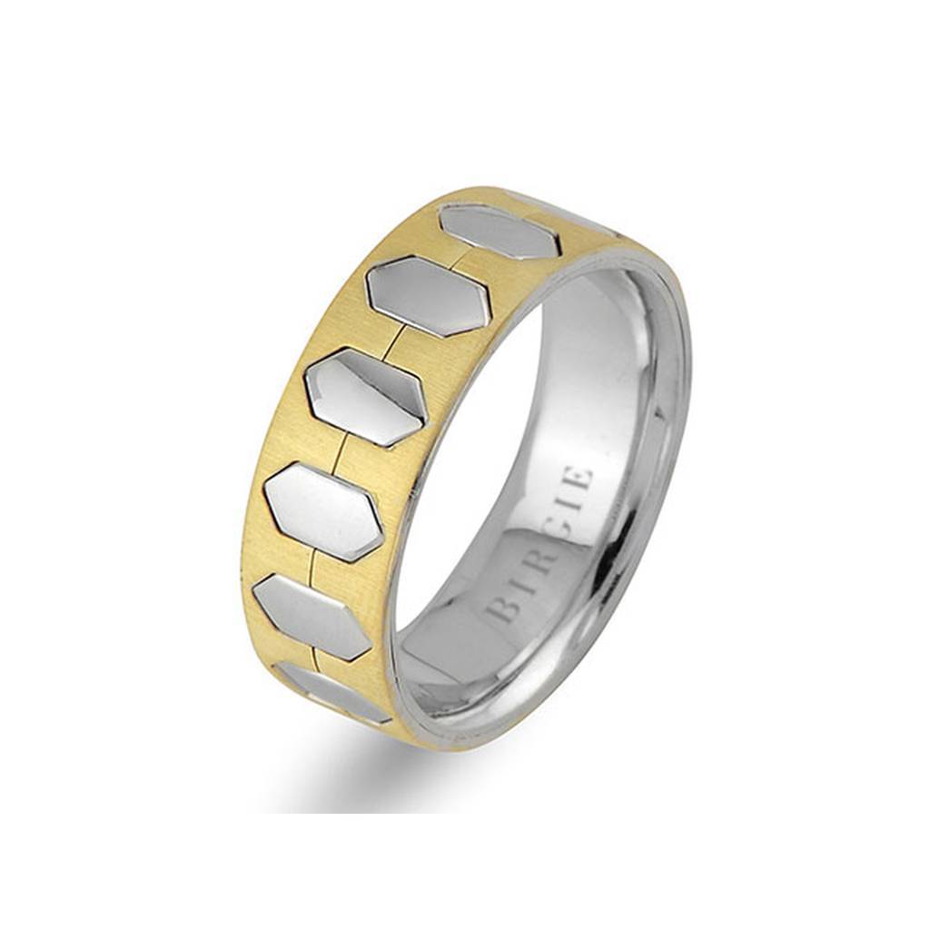 Alliance hexagonale en or blanc et jaune