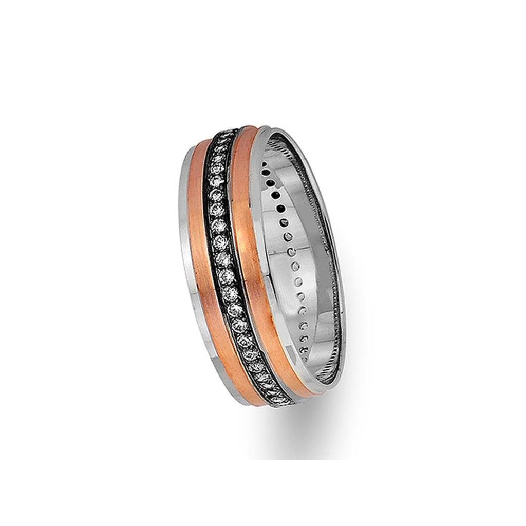 Rose Gold Classical Wedding Band w/ Diamonds