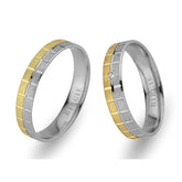 Alliance classique en or blanc et jaune avec diamant unique