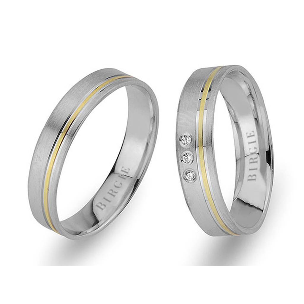 White and Yellow Gold Classical Wedding Band w/ Diamonds