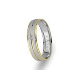 Alliance classique en or blanc et jaune avec diamant unique