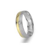 Alliance classique en or blanc et jaune avec diamant unique