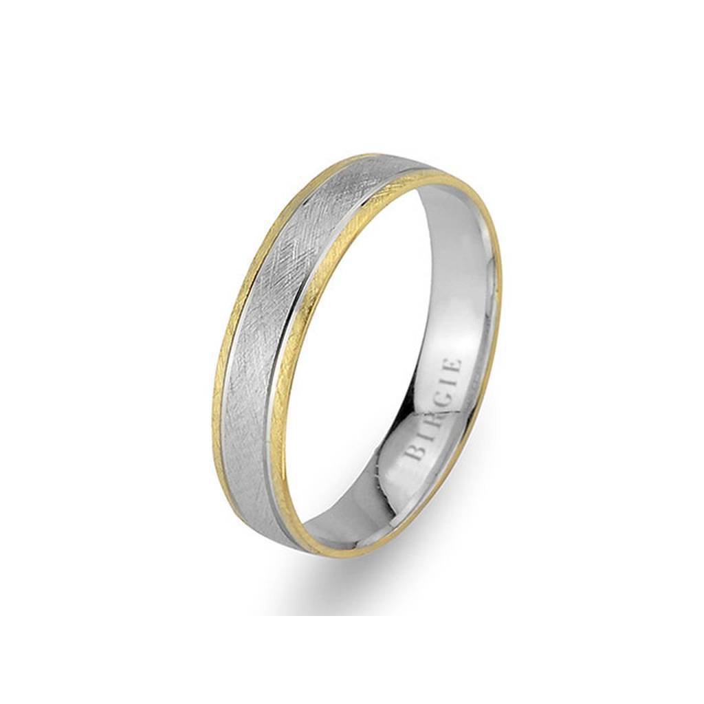 Alliance classique mate en or blanc et jaune