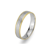 Alliance classique mate en or blanc et jaune