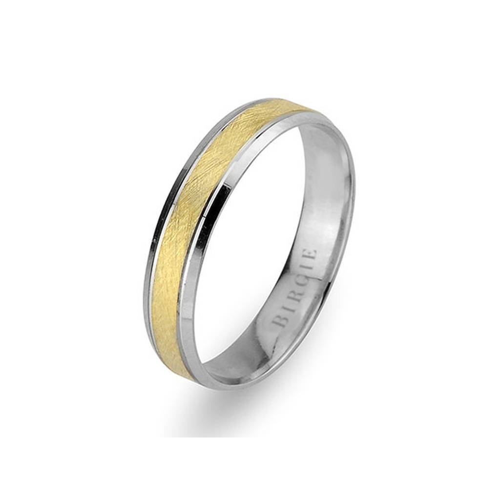 Alliance classique mate en or blanc et jaune