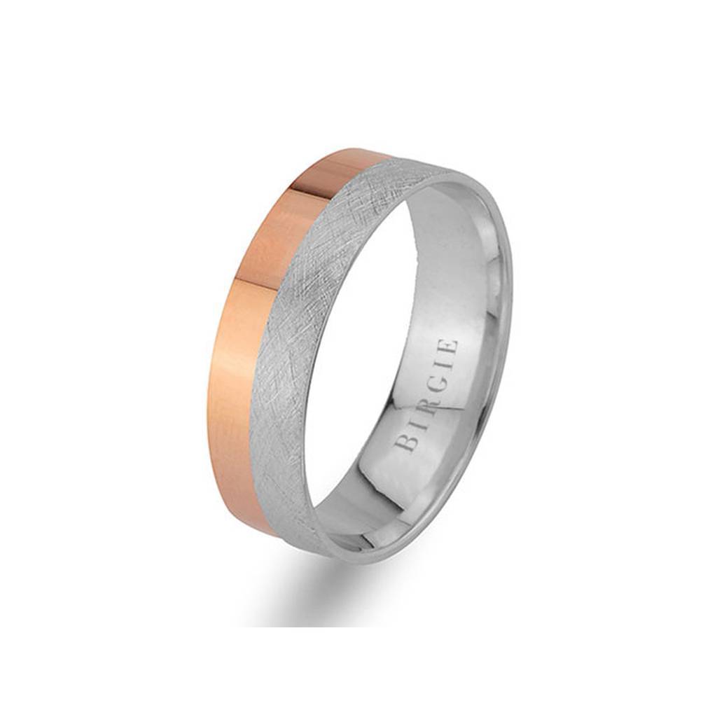 Alliance classique en or blanc et rose