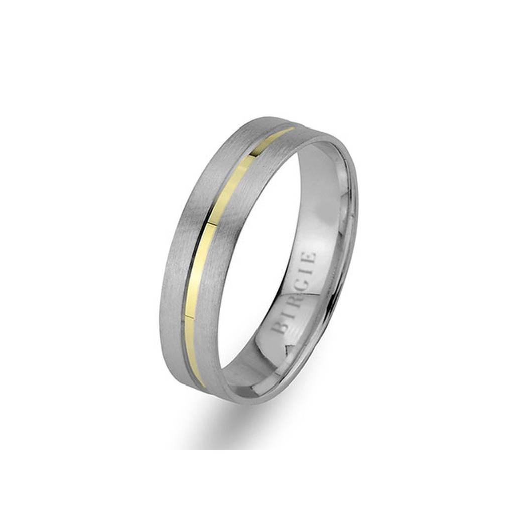 Alliance classique mate en or blanc et jaune