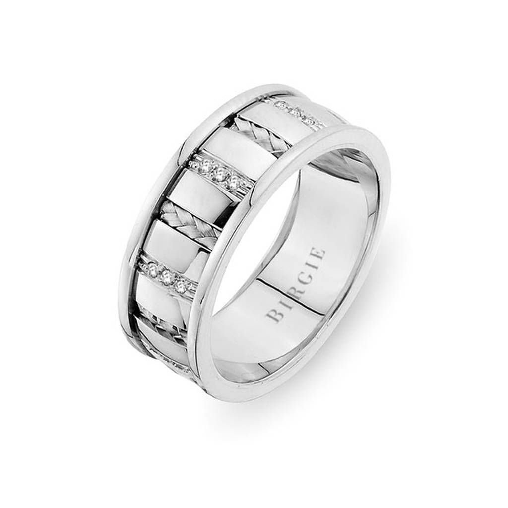 Alliance tressée en or blanc avec diamants