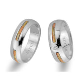 Alliance 3 couleurs en or blanc au design moderne avec un seul diamant