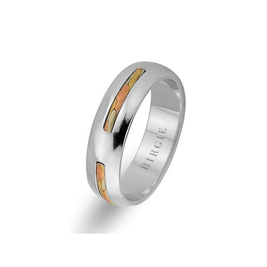 Alliance 3 couleurs en or blanc au design moderne