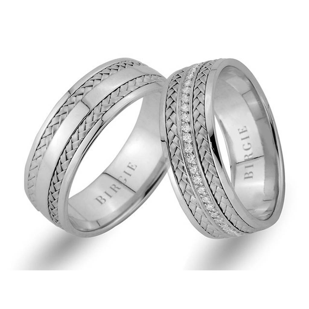 Alliance tressée en or blanc avec diamants