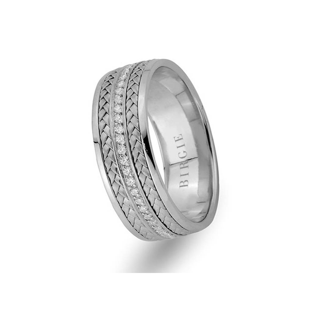 Alliance tressée en or blanc avec diamants