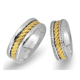 Alliance Twirling Design en or blanc et jaune avec diamants Twin Line