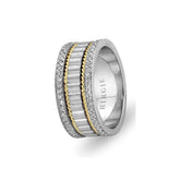 Alliance en or blanc et jaune Bird's Nest avec diamants Twin Line