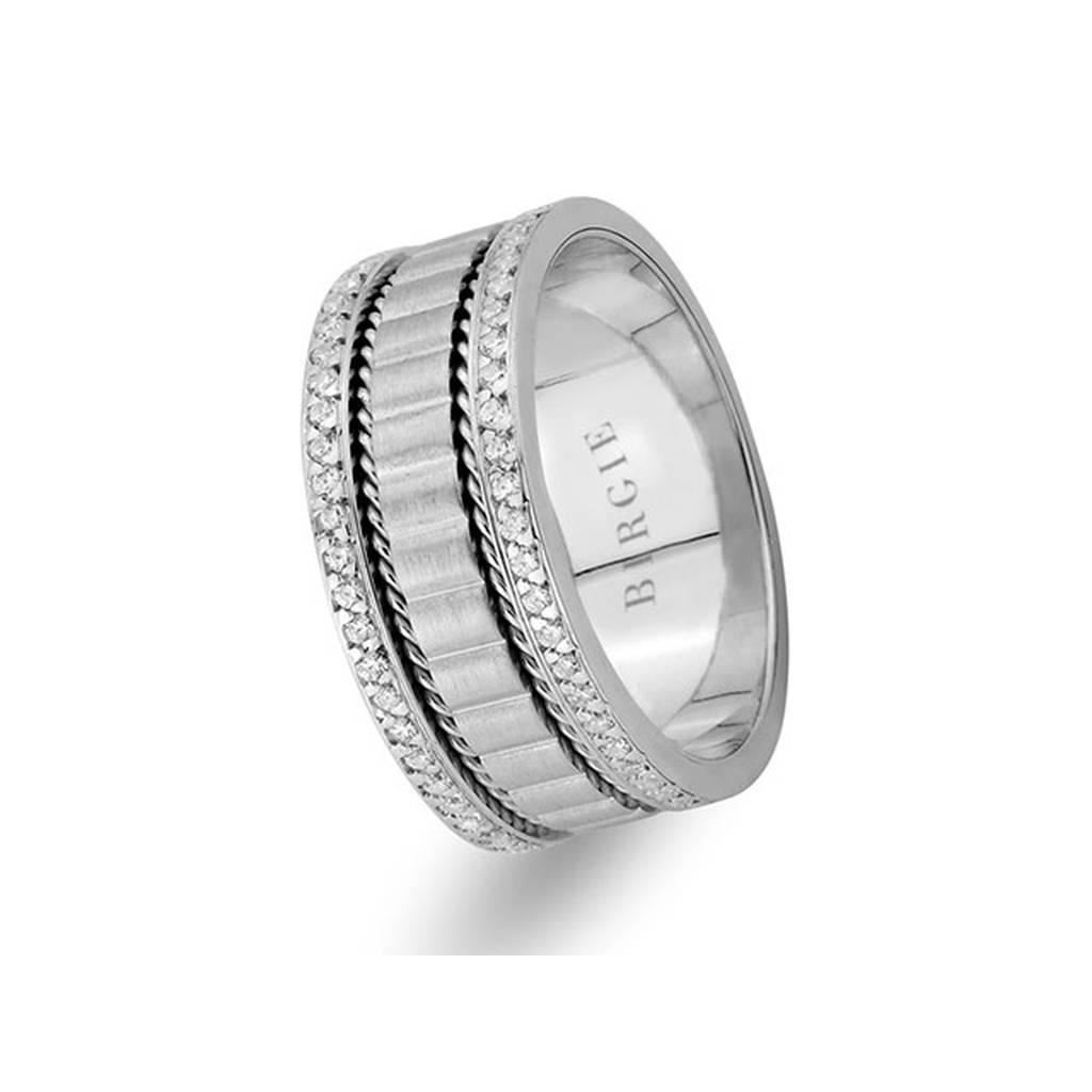 Alliance en or blanc Bird's Nest avec diamants Twin Line