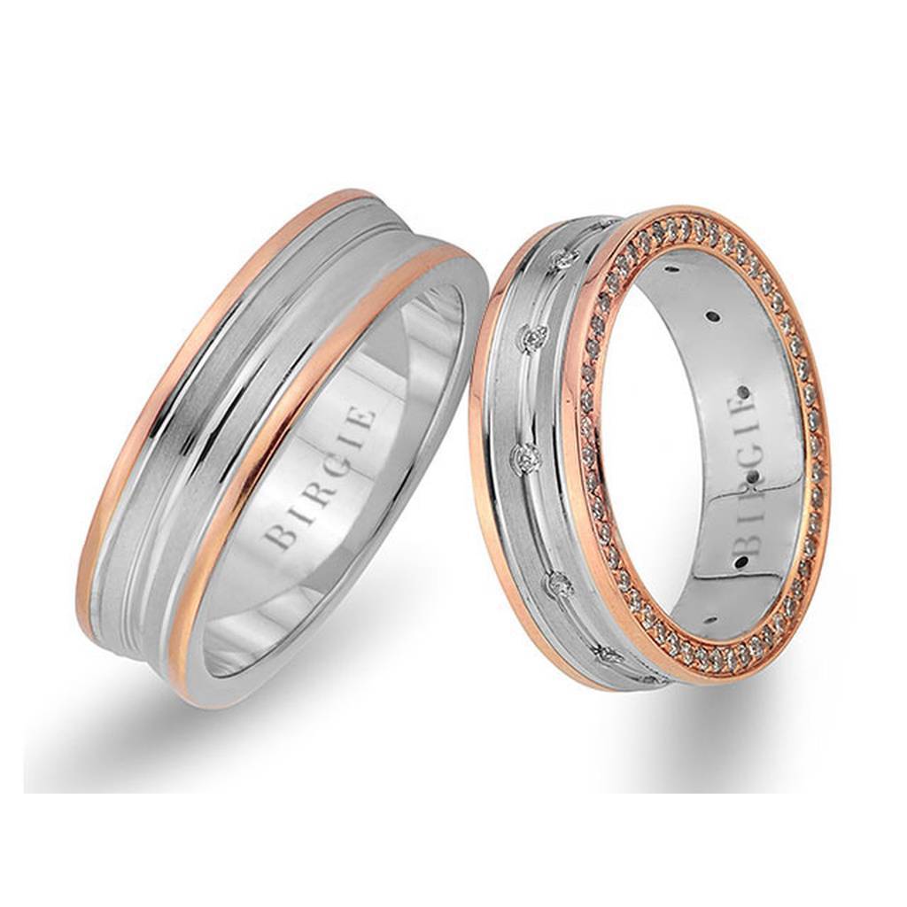 Alliance en or blanc et rose avec diamants