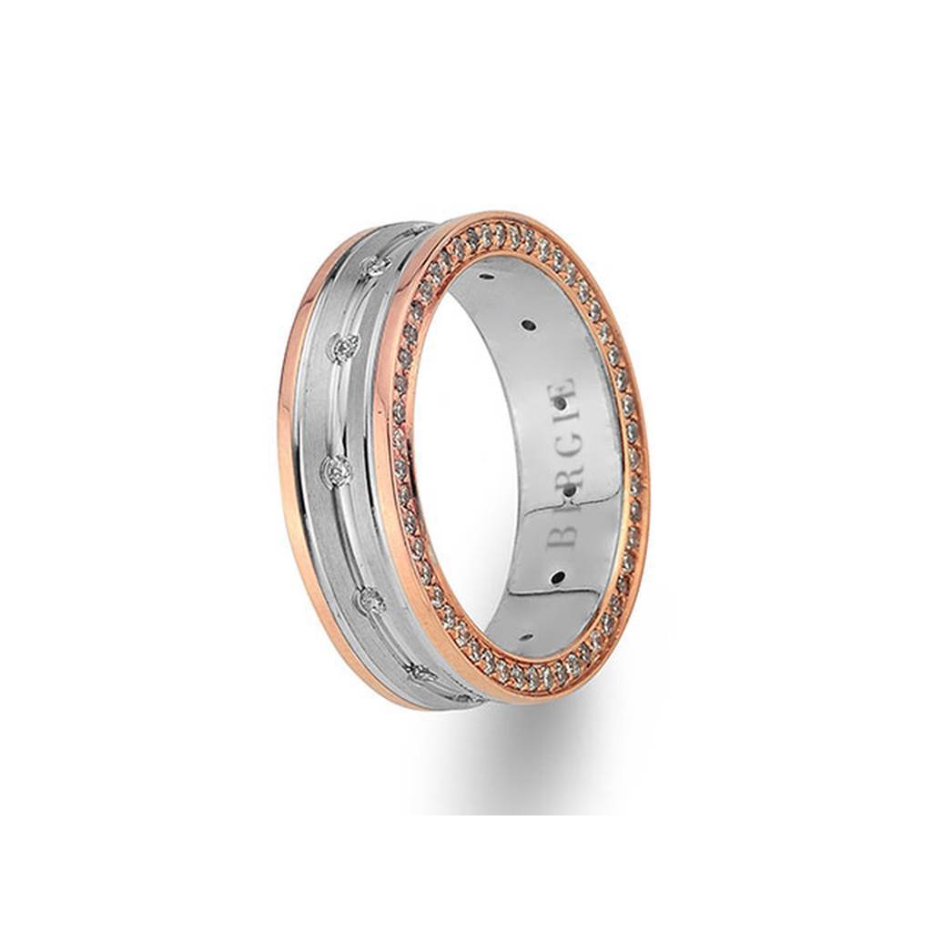 Alliance en or blanc et rose avec diamants