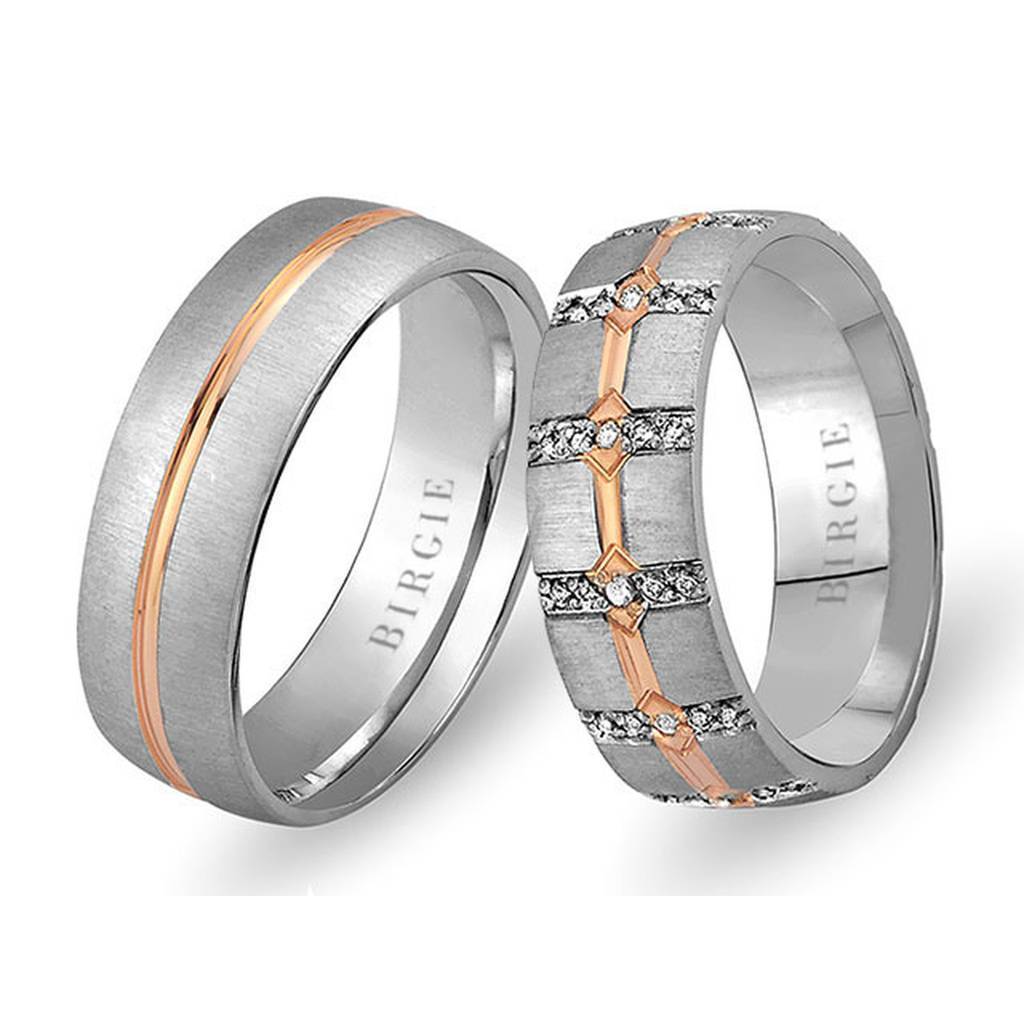 Alliance West en or blanc et rose avec diamants