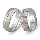 Alliance West en or blanc et rose avec diamants