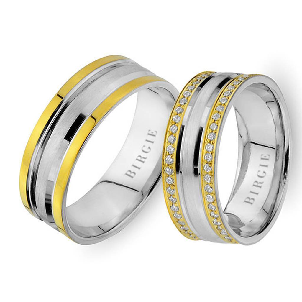 Alliance West en or blanc et jaune avec diamants Twin Line