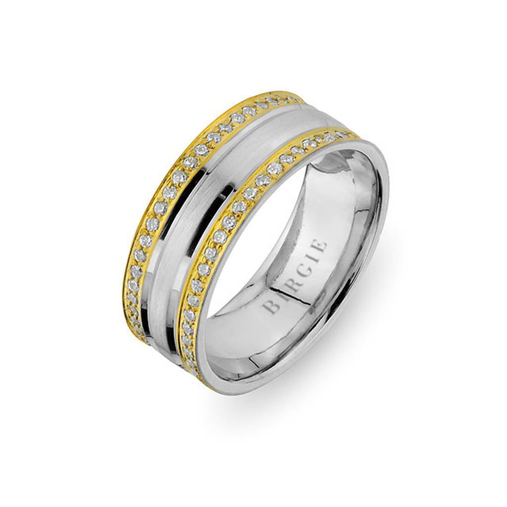 Alliance West en or blanc et jaune avec diamants Twin Line