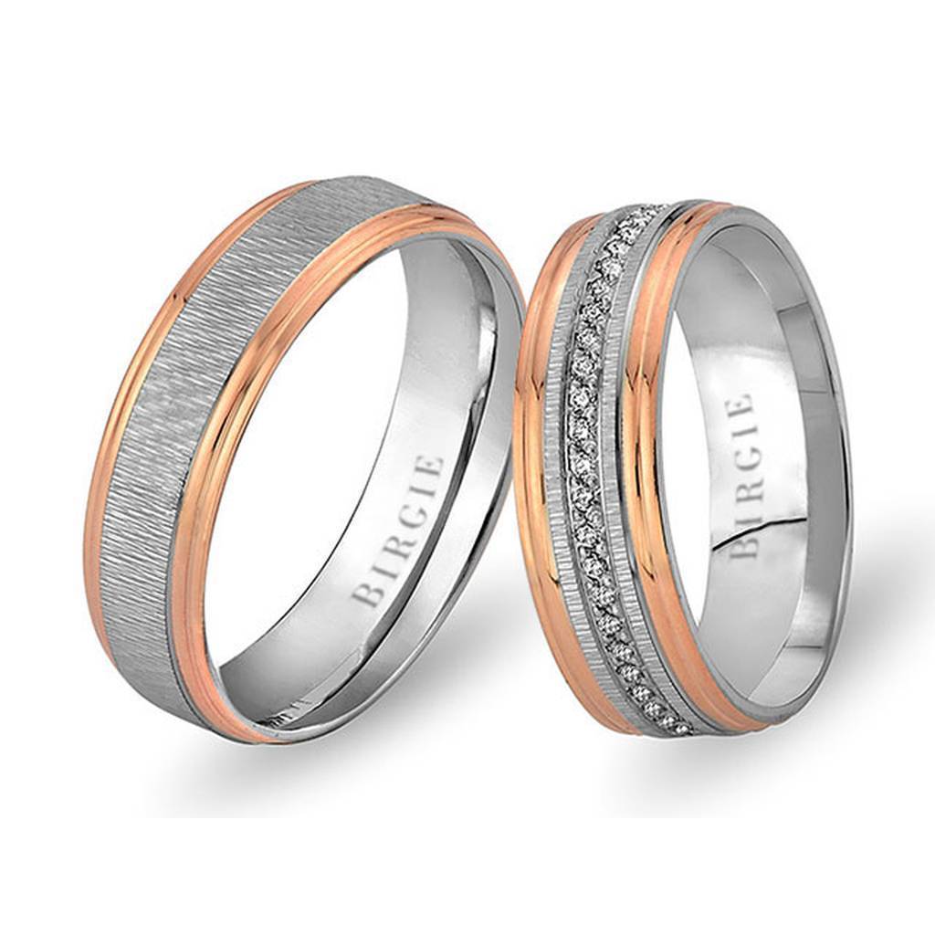 Alliance Mizan en or blanc et rose avec diamants