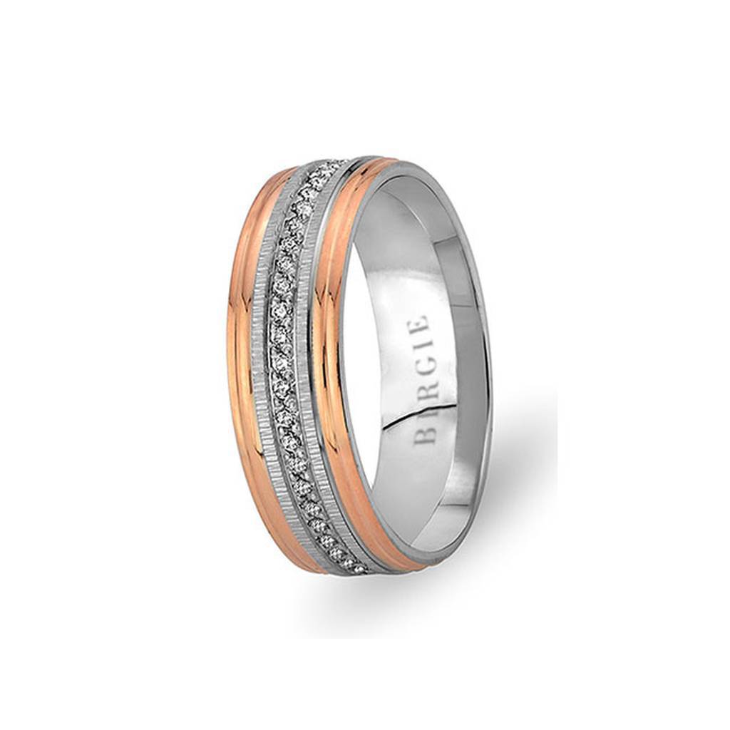 Alliance Mizan en or blanc et rose avec diamants