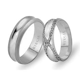 Alliance Delv en or blanc avec diamants Twin Line