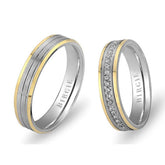 Alliance Martinique en Or Blanc et Jaune avec Diamants