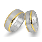Alliance Seychelles en or blanc et rose avec diamants Twin Line