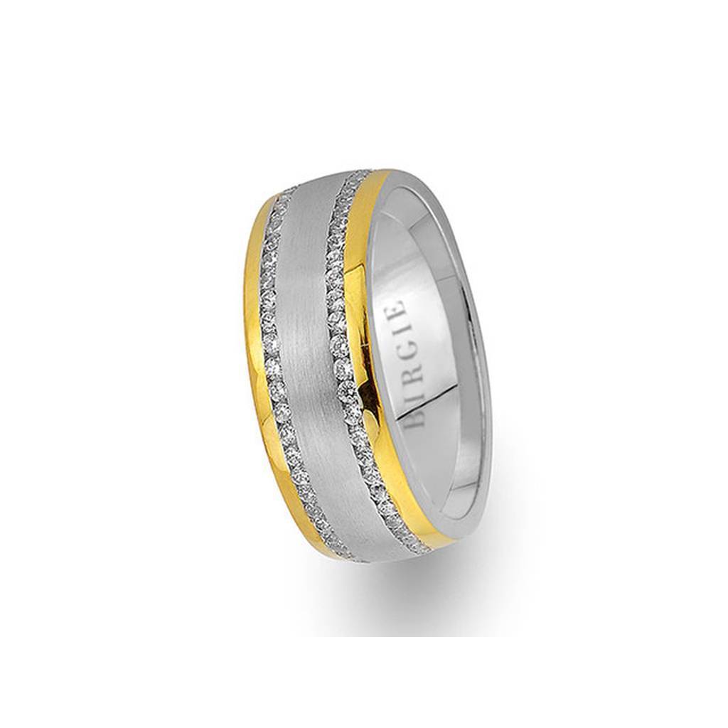 Alliance Seychelles en or blanc et rose avec diamants Twin Line
