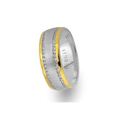 Alliance Seychelles en or blanc et rose avec diamants Twin Line