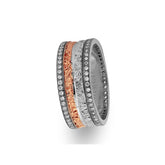Alliance assyrienne en or blanc et rose avec diamants Twin Line