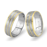 Alliance Lydia en or blanc et jaune avec diamants