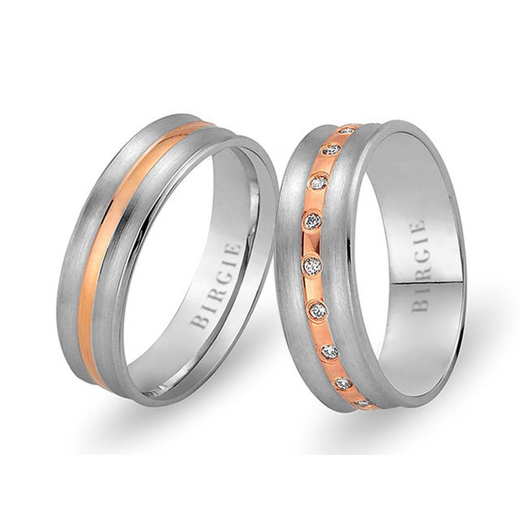 Alliance Caria en or blanc et rose avec diamants