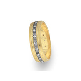 Alliance séleucide en or blanc et jaune avec diamants