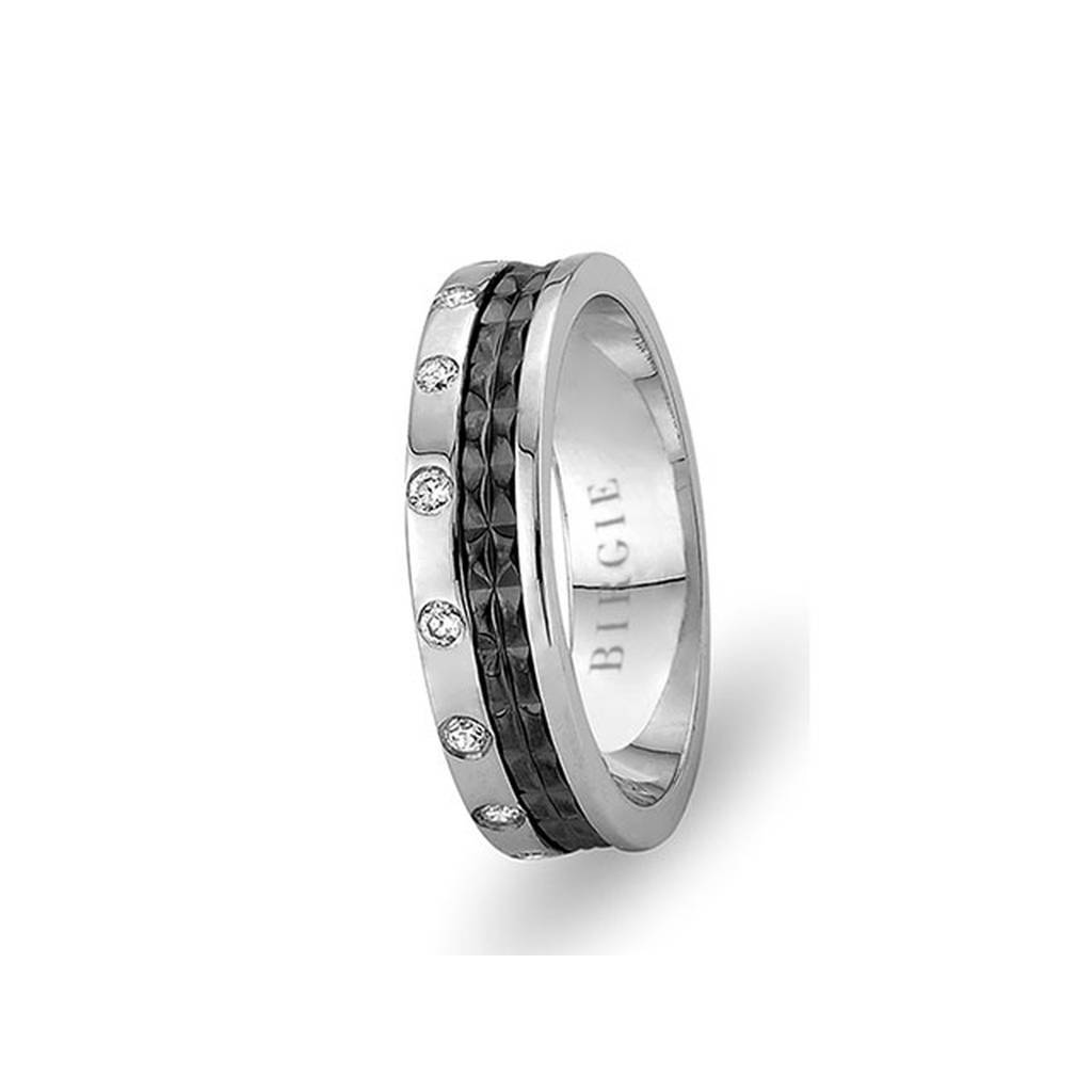 Alliance Neva bicolore en or blanc avec diamants