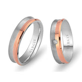 Alliance Beyazit en or blanc et rose avec diamant unique