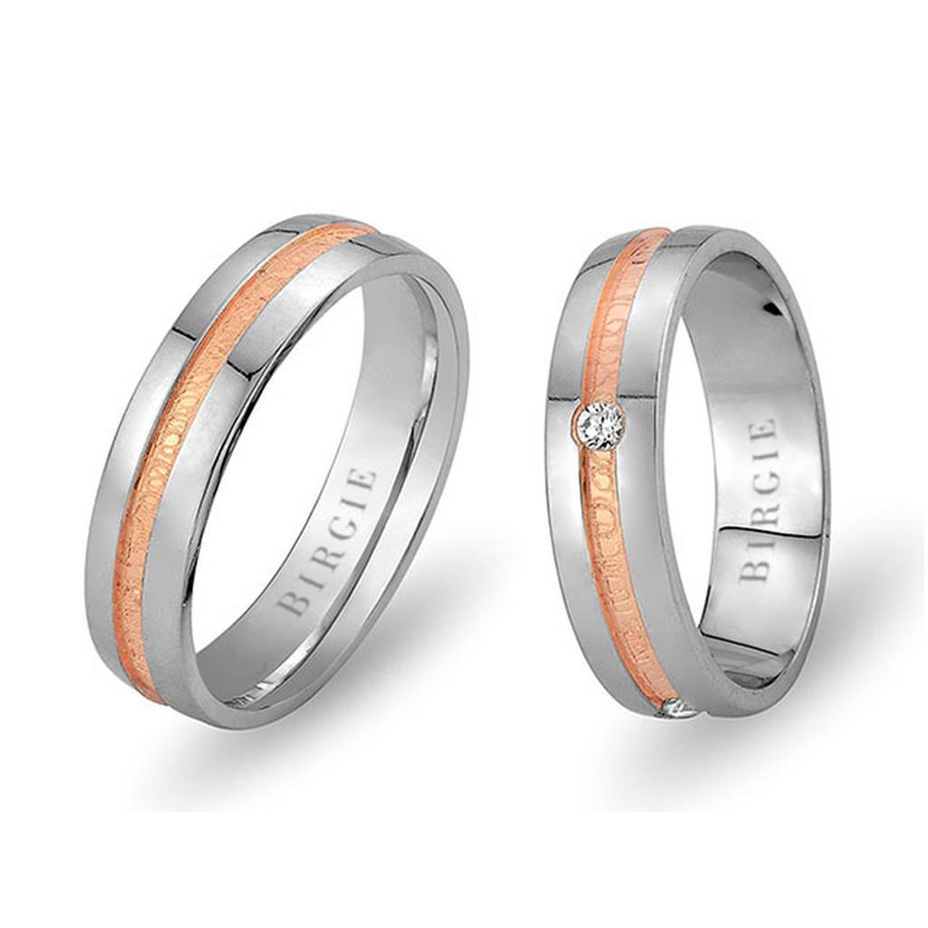 Alliance Moda en or blanc et rose avec diamant unique