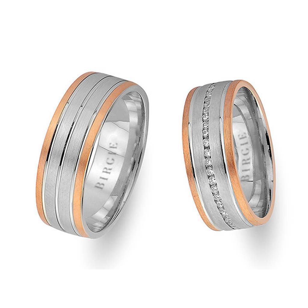 Alliance Merve en or blanc et rose avec diamants