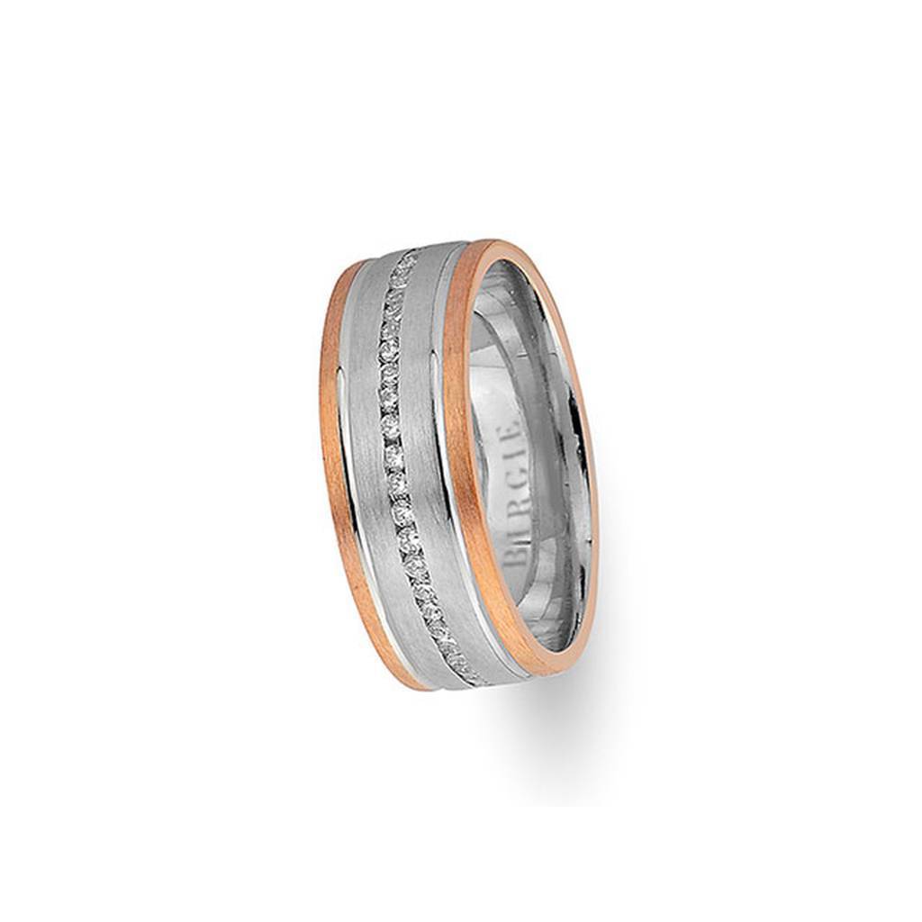 Alliance Merve en or blanc et rose avec diamants