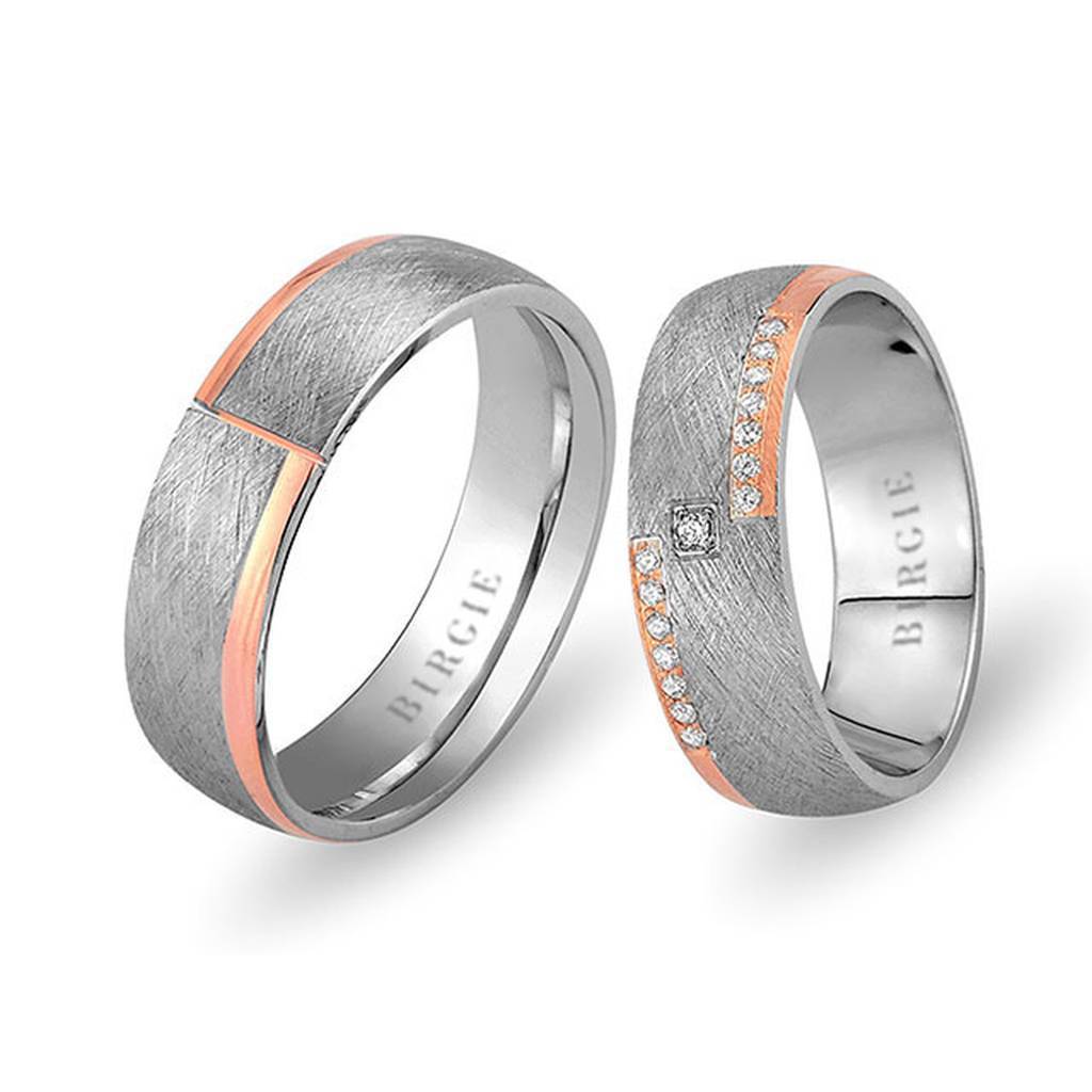 Alliance Crocus en or blanc et rose avec diamants