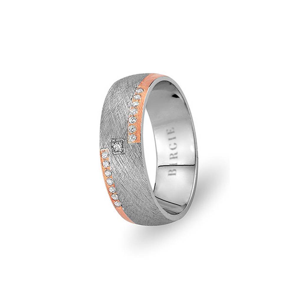 Alliance Crocus en or blanc et rose avec diamants