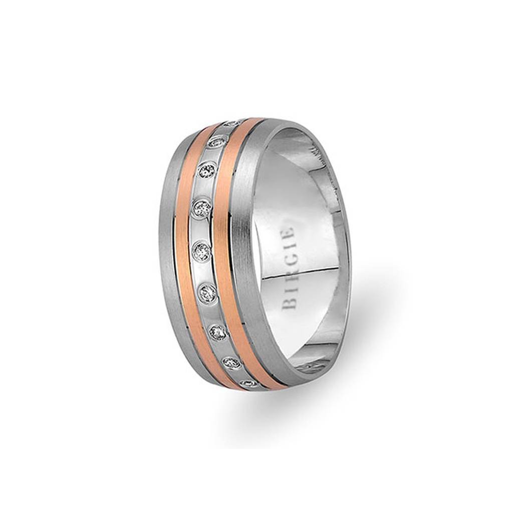 Alliance Mihrimah en or blanc et rose avec diamants