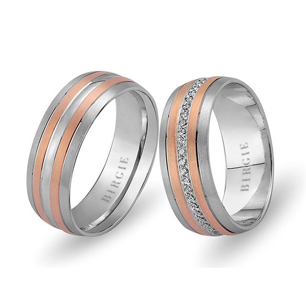 Alliance Nurbanu en or blanc et rose avec diamants