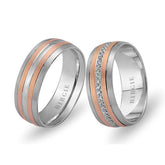 Alliance Nurbanu en or blanc et rose avec diamants